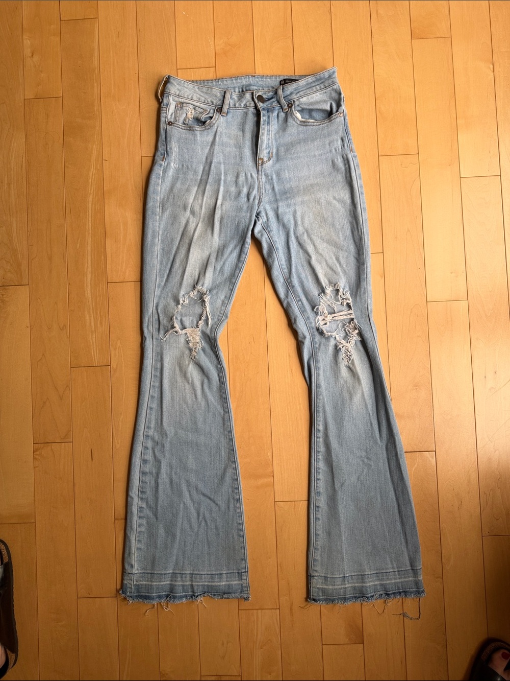 House of Harlow 1960 Light Wash Distressed Flare Jeans